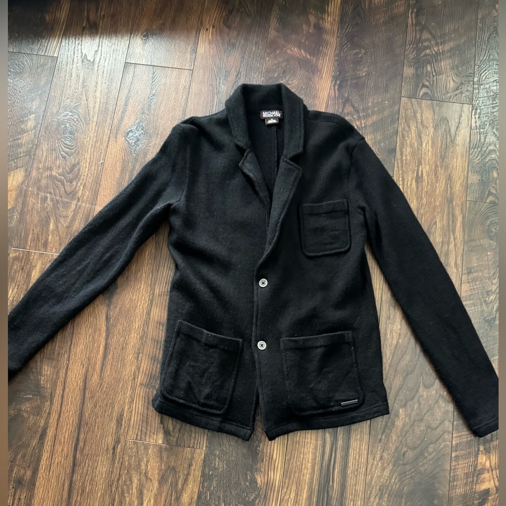 Michael Kors Men’s Black Wool blend cardigan Jacket sports coat Small
